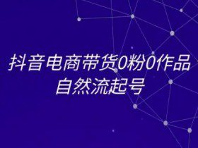抖音电商带货0粉0作品自然流起号,抖音电商教程