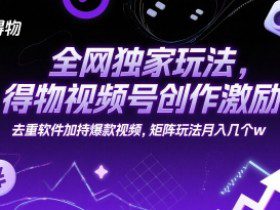 全网独家玩法，得物视频号创作激励 去重软件加持爆款视频，矩阵玩法月入几个w【揭秘】