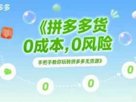 拼多多无货源项目，0成本，0风险，手把手教你玩转拼多多无货源
