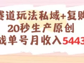养生赛道玩法私域+复购类型，20秒生产原创实战单号月收入5k+