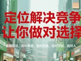 定位解决竞争，让你做对选择，复制成功，选对赛道，选对品类，选对平台，选对人