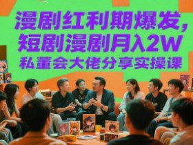 漫剧红利期爆发，短剧漫剧月入2W私董会大佬分享实操课