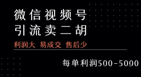 视频号卖二胡教程,利润大 易成交 售后少,一单利润5张+