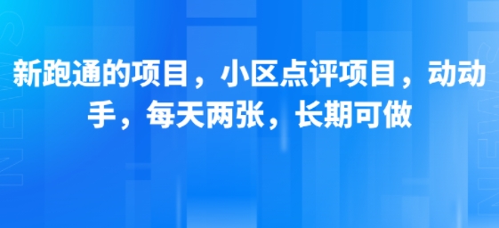 新跑通的项目,小区点评项目,动动手,每天两张,长期可做
