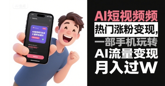 AI短视频热门涨粉变现,一部手机玩转AI流量变现