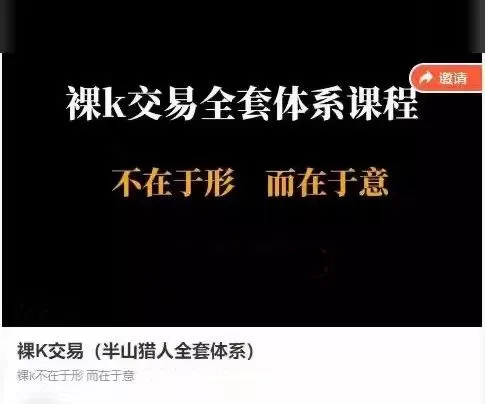 裸K交易(半山猎人全套体系)视频课 裸K不在于形而在于意