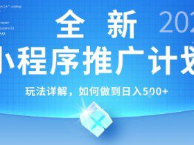2025年最新小程序推广计划，简单操作，独家技术，日均5张+【揭秘】