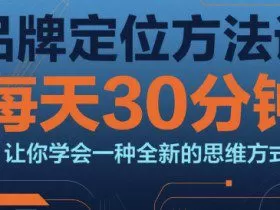 品牌定位方法论，每天30钟分让你学会一种全新的思维方式