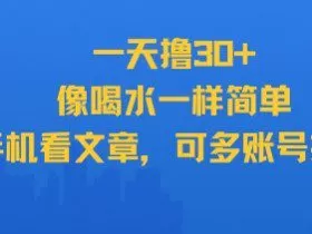 一天撸30+，像喝水一样简单，手机看文章，可多账号操作