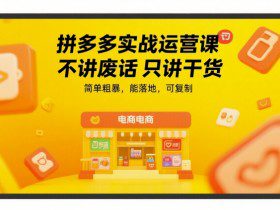 拼多多实战运营课，不讲废话只讲干货，简单粗暴，能落地，可复制