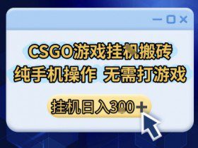 CSGO游戏挂G搬砖，小白纯手机即可操作，不用电脑打游戏，日入3张+，副业网创项目【揭秘】