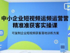 中小企业短视频运营精准获客实操课，可复制企业短视频获客落地训练方案