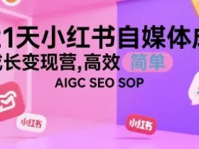 21天小红书自媒体成长变现营，高效 简单 AIGC SEO SOP