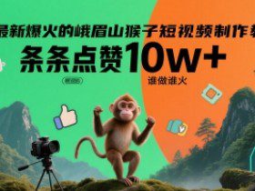 最新爆火的峨眉山猴子短视频制作教程，条条点赞10w+，谁做谁火【教程+提示词】