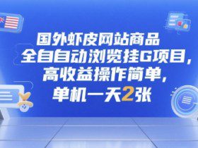 国外虾皮网站商品全自动浏览挂G项目，高收益操作简单，单机一天2张【揭秘】