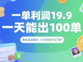 一单利润19.9 一天能出100单，每天发发图片，小白也能月入过1W【揭秘】