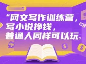 网文写作训练营，写小说挣钱，普通人同样可以玩