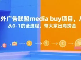国外广告联盟media buy项目，从0-1的全流程，带大家出海捞金