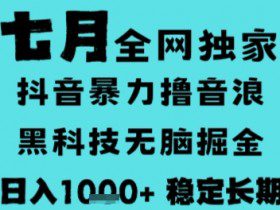 7月最新风口抖音无人直播撸音浪，长期稳定，非短期，全自动运行，低门槛无脑，日入1k+【揭秘】