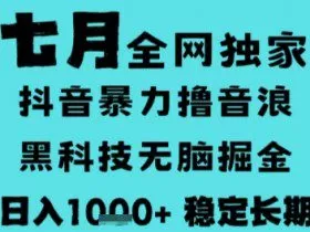 7月最新风口抖音无人直播撸音浪，长期稳定，非短期，全自动运行，低门槛无脑，日入1k+【揭秘】