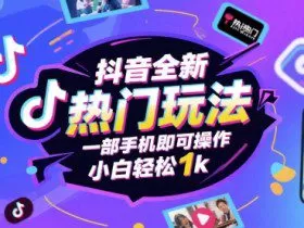 抖音全新热门玩法，一部手机即可操作，小白轻松1k【揭秘】