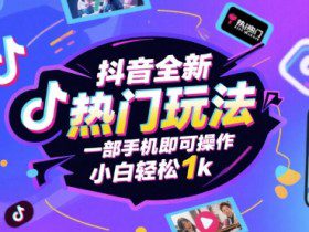 抖音全新热门玩法，一部手机即可操作，小白轻松1k【揭秘】