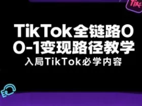 TikTok全链路0-1变现路径教学，入局TikTok必学内容