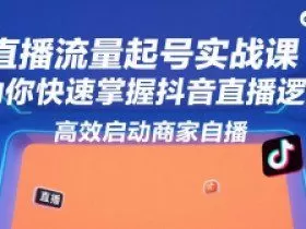 直播流量起号实战课，助你快速掌握抖音直播逻辑，高效启动商家自播