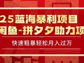 2025 最新闲鱼蓝海暴利项目 快速粗暴让你月入过1W不是梦，保姆级教程【揭秘】