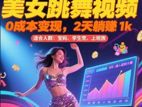 美女跳舞视频，0成本变现，2天躺入1k，普通人也能放大挣【揭秘】