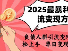 2025年最暴利的引流变现方式，负债人群引流变现，小白轻松上手，日入1k