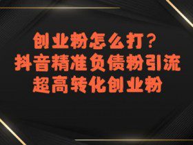 创业粉怎么打？抖音精准负债粉引流，超高转化创业粉