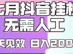 2025七月最新抖音挂G撸金项目，小白当天也能拿结果，单号产出2k+，小白当天上手【揭秘】