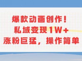 爆款动画创作！私域变现1W+涨粉巨猛，操作简单
