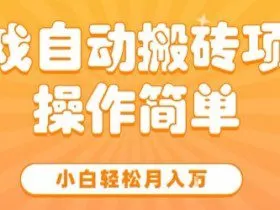 游戏自动搬砖项目，新手小白轻松月入1W+，操作简单，适合懒人的副业【揭秘】
