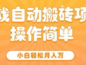 游戏自动搬砖项目，新手小白轻松月入1W+，操作简单，适合懒人的副业【揭秘】