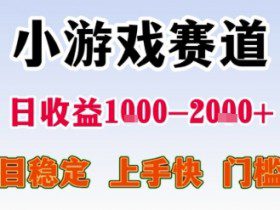 小游戏赛道，一天收益1k-2k+ 稳定项目，门槛低，上手快适合新人小白【揭秘】