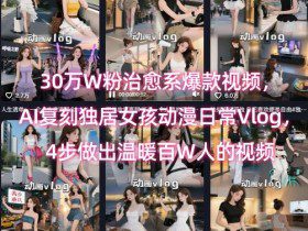 30万W粉治愈系爆款视频，AI复刻独居女孩动漫日常Vlog，4步做出温暖百W人的视频