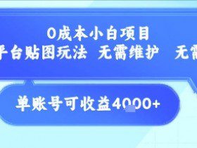 0成本小白项目，设计平台贴图玩法，无需维护，无需成本，单账号单月可产生收益4k+