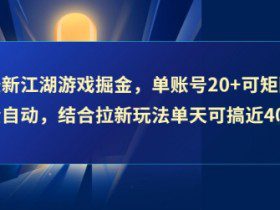 最新江湖游戏掘金，单账号20+可矩阵全自动 ，结合拉新玩法单天可搞4张+【揭秘】