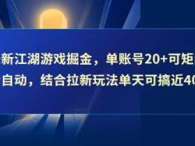最新江湖游戏掘金，单账号20+可矩阵全自动 ，结合拉新玩法单天可搞4张+【揭秘】