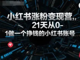 小红书涨粉变现营，21天从0-1做一个挣钱的小红书账号
