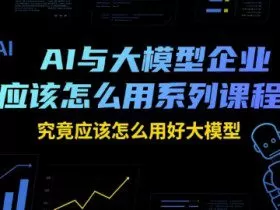 AI与大模型企业应该怎么用系列课程，究竟应该怎么用好大模型