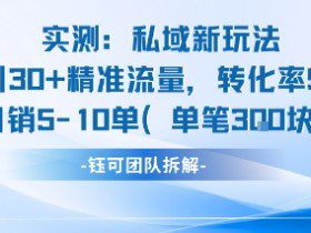 实测私域新玩法日引30加精准流量转化率50%日销5-10单每笔3张