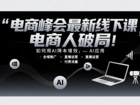 电商峰会最新线下课，电商人破局，如何用AI降本增效，AI应用-全域推广-直播运营-付费流量