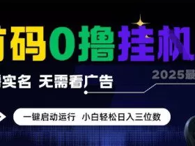 首码0撸全自动挂G项目，无需实名无需看广告，小白轻松日入3位数，多号短阵收益无上限【揭秘】