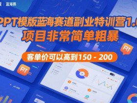 PPT模版蓝海赛道副业特训营1.0，项目非常简单粗暴，客单价可以高到150-200