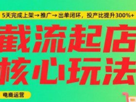淘宝截流快速起店玩法，掌握暴力快速起店的流程，5天完成上架-推广-出单闭环