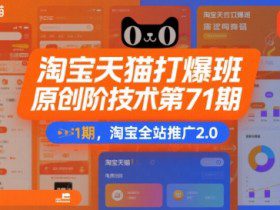 淘宝天猫打爆班原创高阶技术第71期，淘宝全站推广2.0