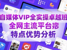 自媒体VIP全实操卓越班，全网主流平台特点优势分析
